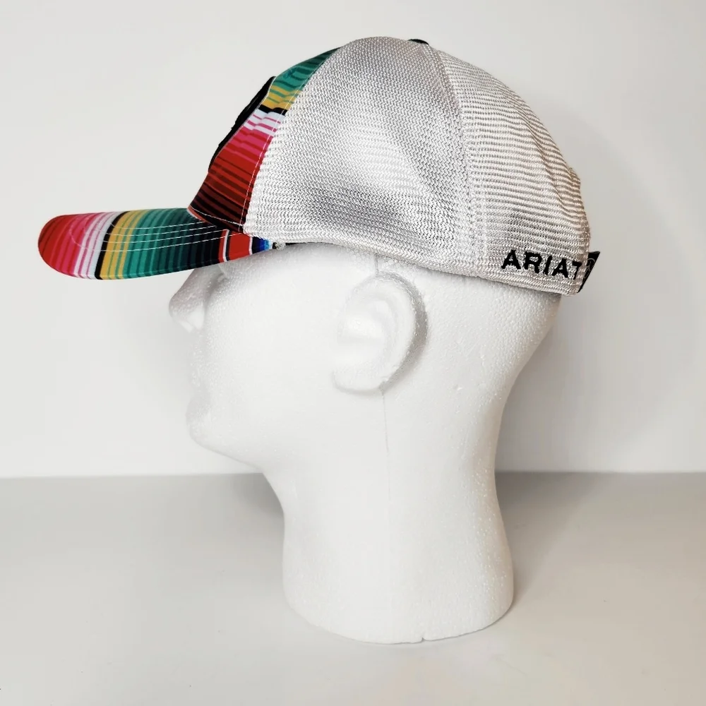 Ariat Serape Stripe Center Sheild Mesh Snap Back Trucker Hat Cap Adjusta…